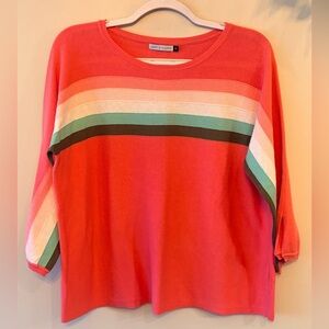ZAKET & PLOVER Cotton Striped Coral Knit Pullover
